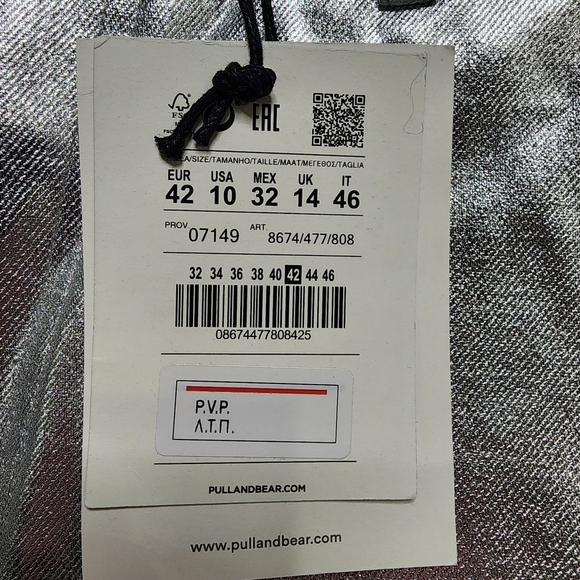 NWT Pull & Bear Silver Loose Fit Jeans Size 10 - Picture 4 of 8